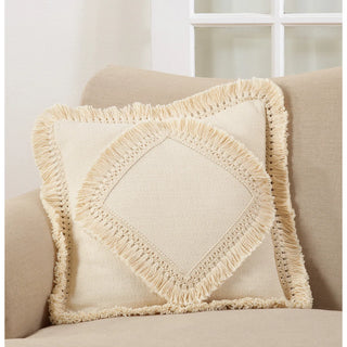 Fringe Lace Appliqué Throw Pillow