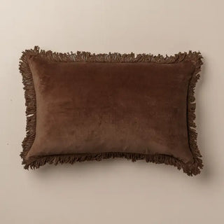 Chocolate Velvet Lumbar Cushion